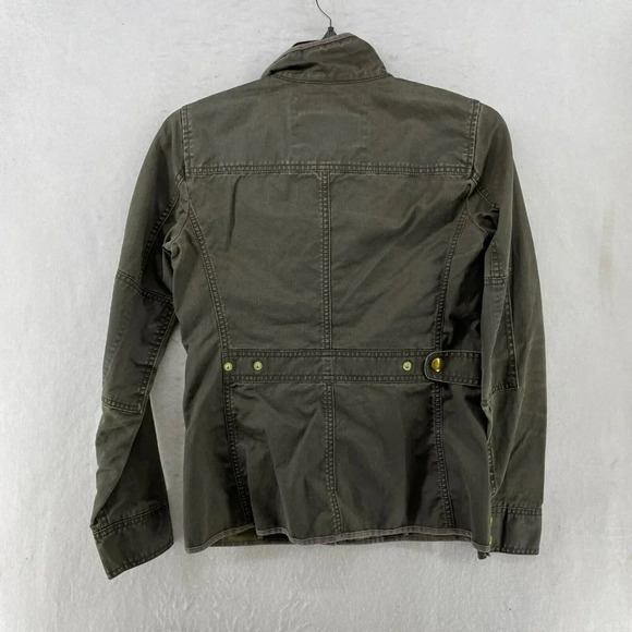 J.Crew Field Utility Jacket Women's 2XS Forest Green Waxed Resin Zipper Pocket - Picture 2 of 13